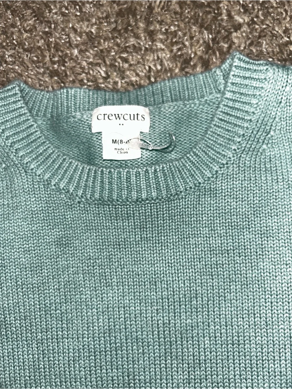Crewcuts Teal Ruffle-Hem Metallic Trim Sweater